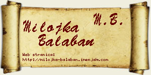 Milojka Balaban vizit kartica